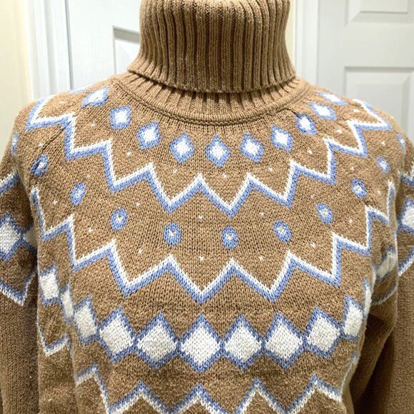 J.Crew Sweater Women Brown Long Sleeves Size L Turtle Neck Diamond Bead Accents - Picture 4 of 12